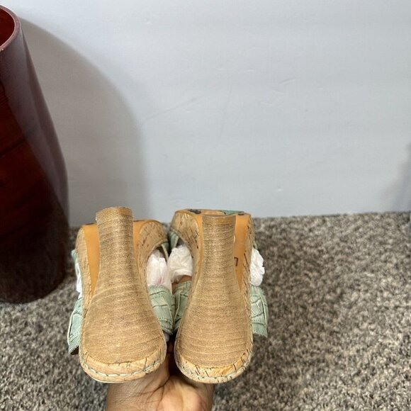 Born Emden Stacked Heel Sandals Women's Size 40.5 US 9 Strappy Sea Green - Picture 5 of 10